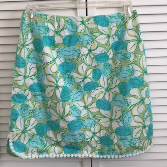 Lilly Pulitzer Dresses & Skirts - Lilly Pulitzer Size 6 Green Blue Crab Cake Skirt